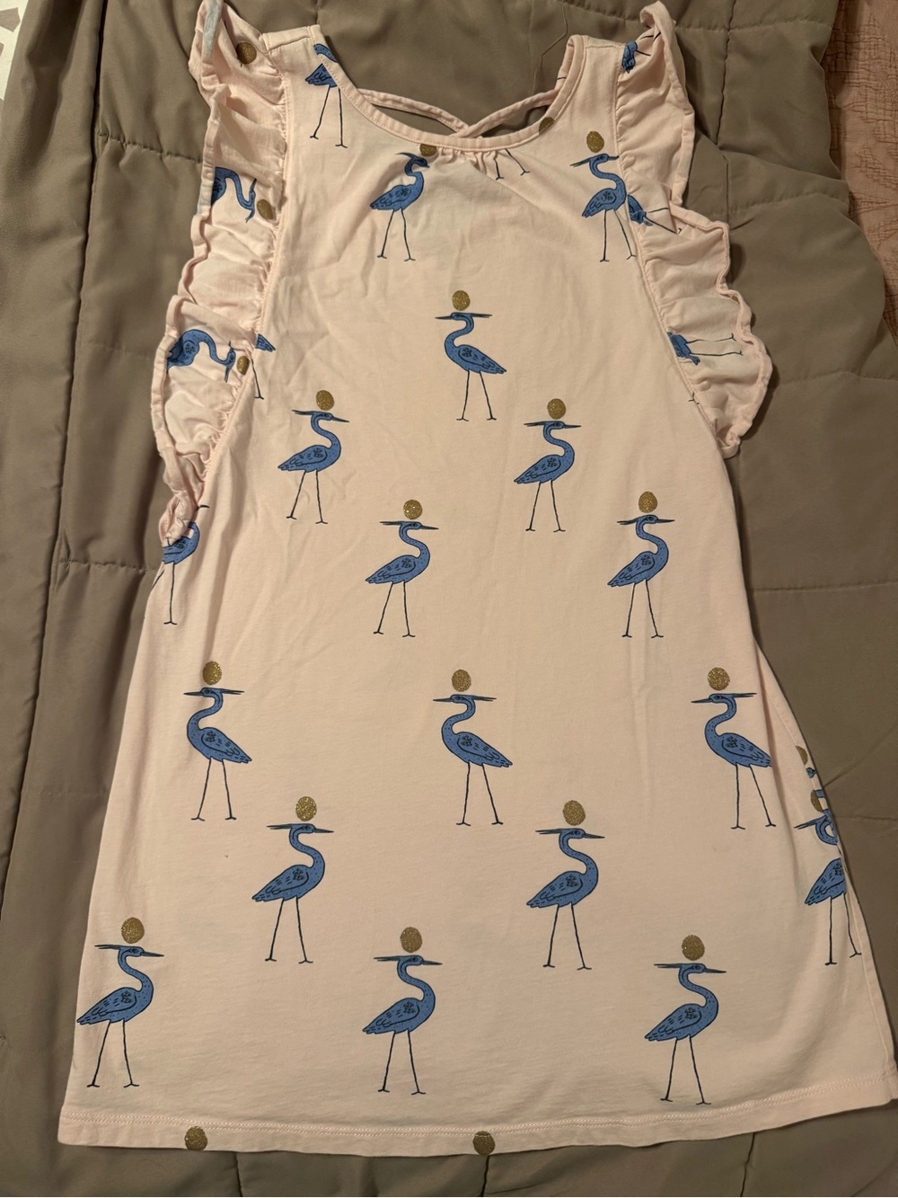 Tea Collection size 10 girls dress pink with bird print EUC